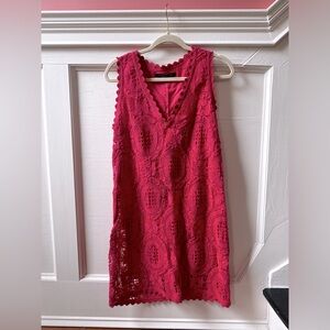 French Connection Coral cotton lace overlay dress size 8